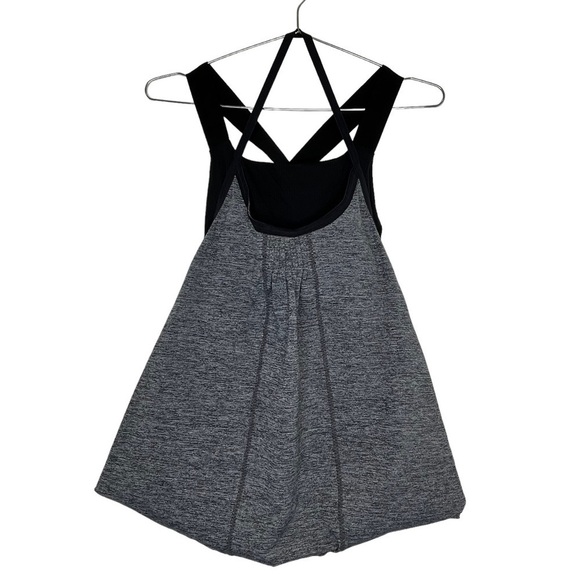 Lululemon Awareness Double Layer Bubble Hem Tank Top Grey Black - Picture 1 of 9